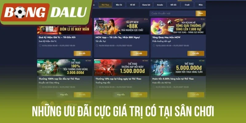 Những ưu đãi cực giá trị có tại sân chơi