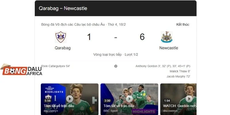 Kết quả những lần Newcastle United gặp mặt Qarabağ